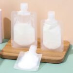 3Pcs Travel Size Plastic Refillable Pouches Empty Squeeze Bag Reusable Toiletry Pouch Containers Stand Up Pouch with Spout for Liquid Cosmetic/Lotion/Shampoo/Face Wash