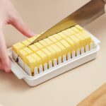 Butter Dish Keeper with Sealed Plastic Lid and Cutter Slicer for Easy Cutting and Storage, BPA Free Butter Box Cheese Keeper for Refrigerate, Butter Cutter Container Box