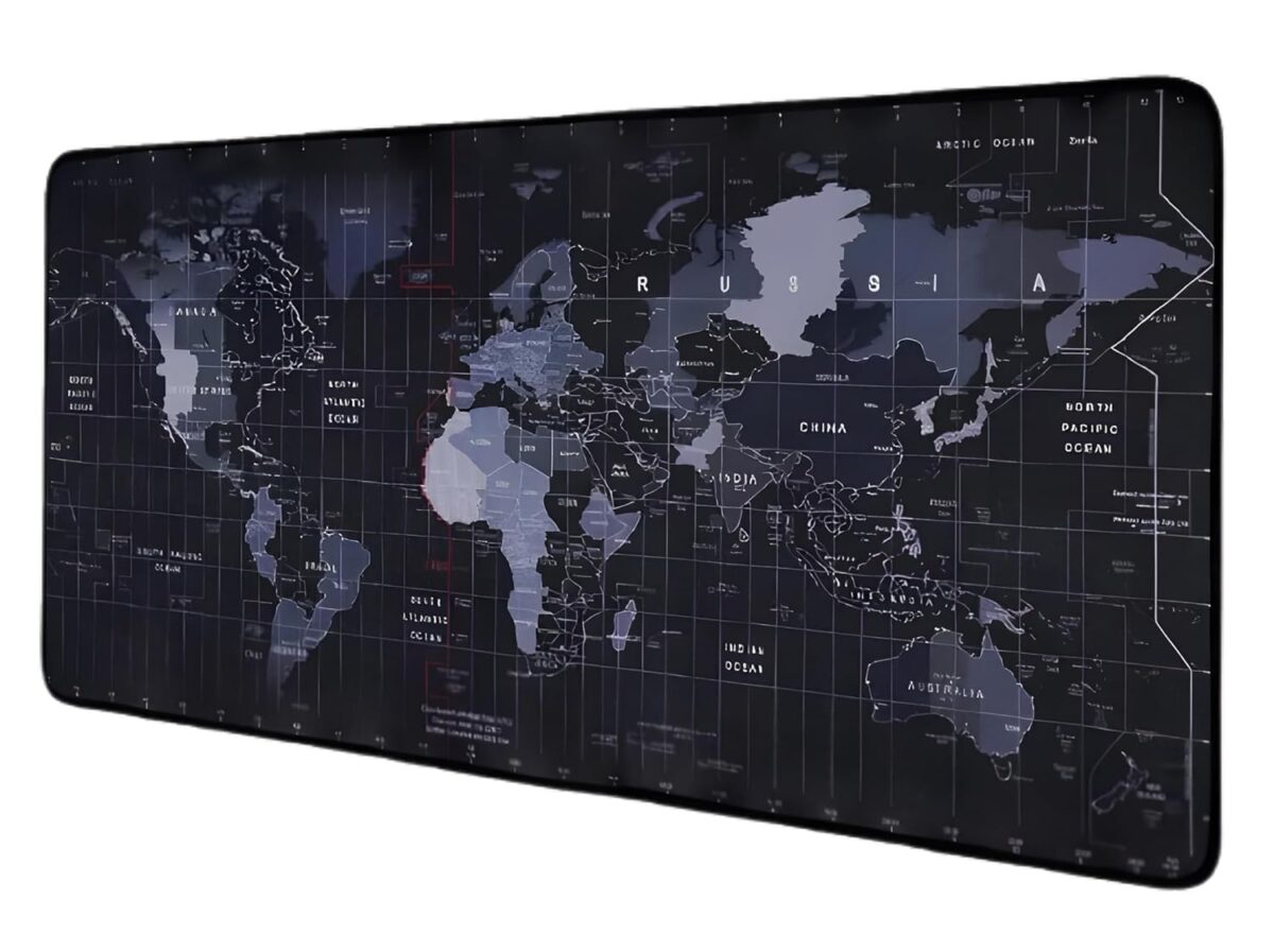 Large Extended XXL Gaming Mouse Pad with Non-Slip Rubber Base, Stitched Embroidery Edge Mouse Mat for Laptop, Computer and Desk -90 x 40 x 0.3 CM - World Map.