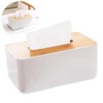 Wooden Tissue Box Holder Cover,Rectangular Paper Holder Boxes,Removable Facial Tissue Dispenser Holder for Bathroom Vanity Countertop,Bedroom,Living Room,Kitchen