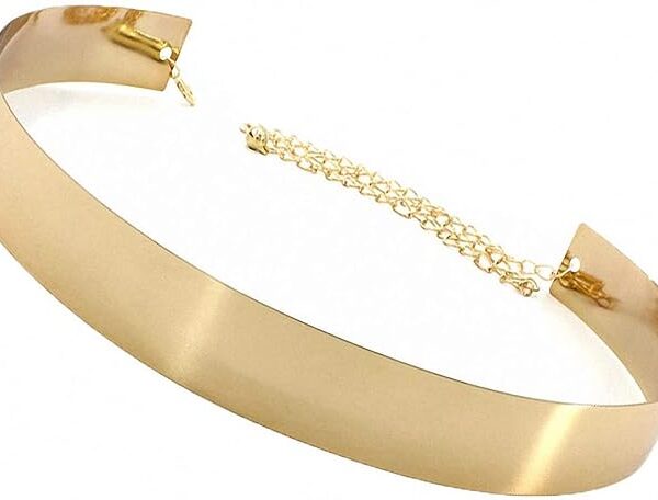 Women's Waist Belt Shiny Polished Adjustable Belt with Chain Belt Adjustable Stylish to Waist Size Mirror for Women 3.5 cm