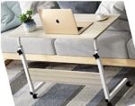 Multi Purpose Laptop Table Adjustable Portable Standing Wooden Laptop Study Multipurpose Bed Side and Sofa Side Table with Wheel