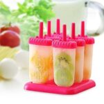 Plastic Reusable Ice Pop Makers BPA Free Reusable Ice Cream Homemade Popsicle Frozen Ice Cream Moulds Tray Kulfi Candy Ice Lolly Mold for Children & Adults (6 PCS)