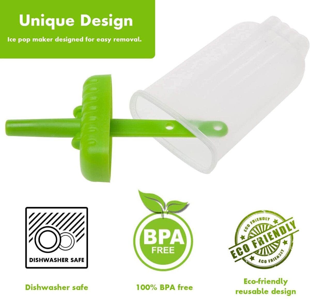 Plastic Reusable Ice Pop Makers BPA Free Reusable Ice Cream Homemade Popsicle Frozen Ice Cream Moulds Tray Kulfi Candy Ice Lolly Mold for Children & Adults (6 PCS)