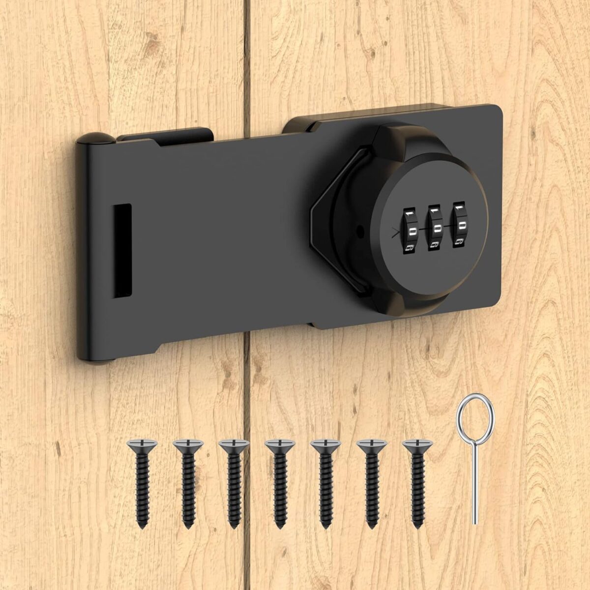 Password Rotary Hasp Locks, Door Security Slide Latch Lock for Small Doors, Cabinets, Barn Door, Bathroom, Outdoor, Garage, Garden (Black)
