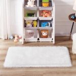 Sheepskin Rug | Fluffy Soft Faux Fox Fur for Bedroom Living Room Decor | Faux Fur Bedside Rug, Decorative Fur for Chair, Sofa, Bed,Fluffy Washable Rug (60x90 cm - 2x3 Feet - Mat, White)