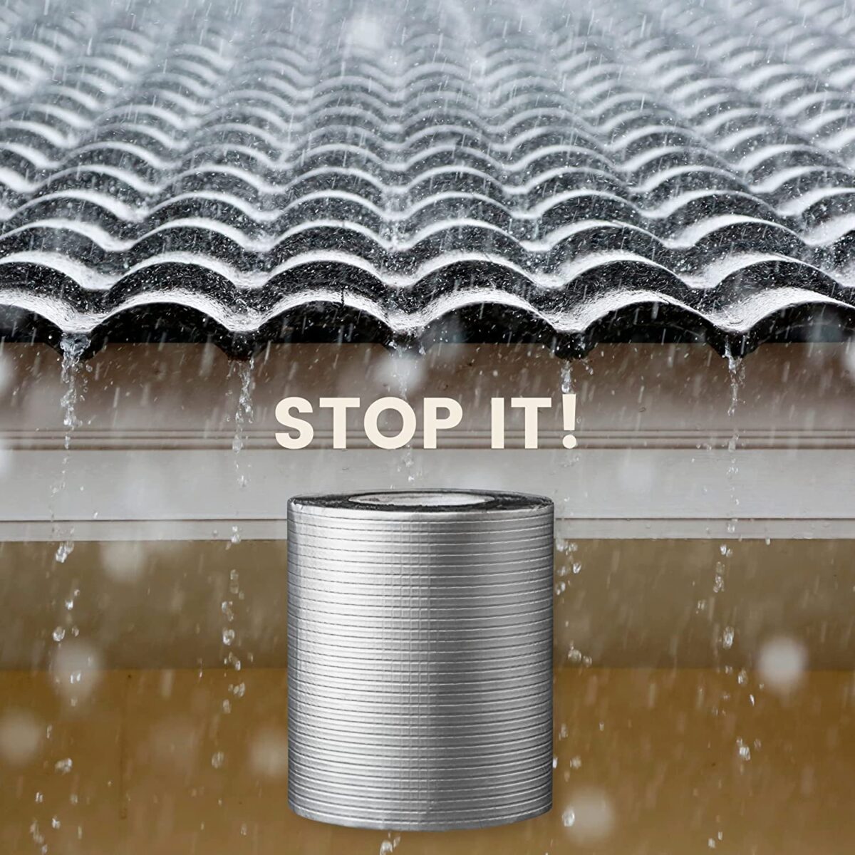 Waterproof Aluminum Butyl Tape Aluminum Foil Tape Butyl Rubber Adhesive Window Metal Roof Flashing Patching (10 cm x 5 meter)