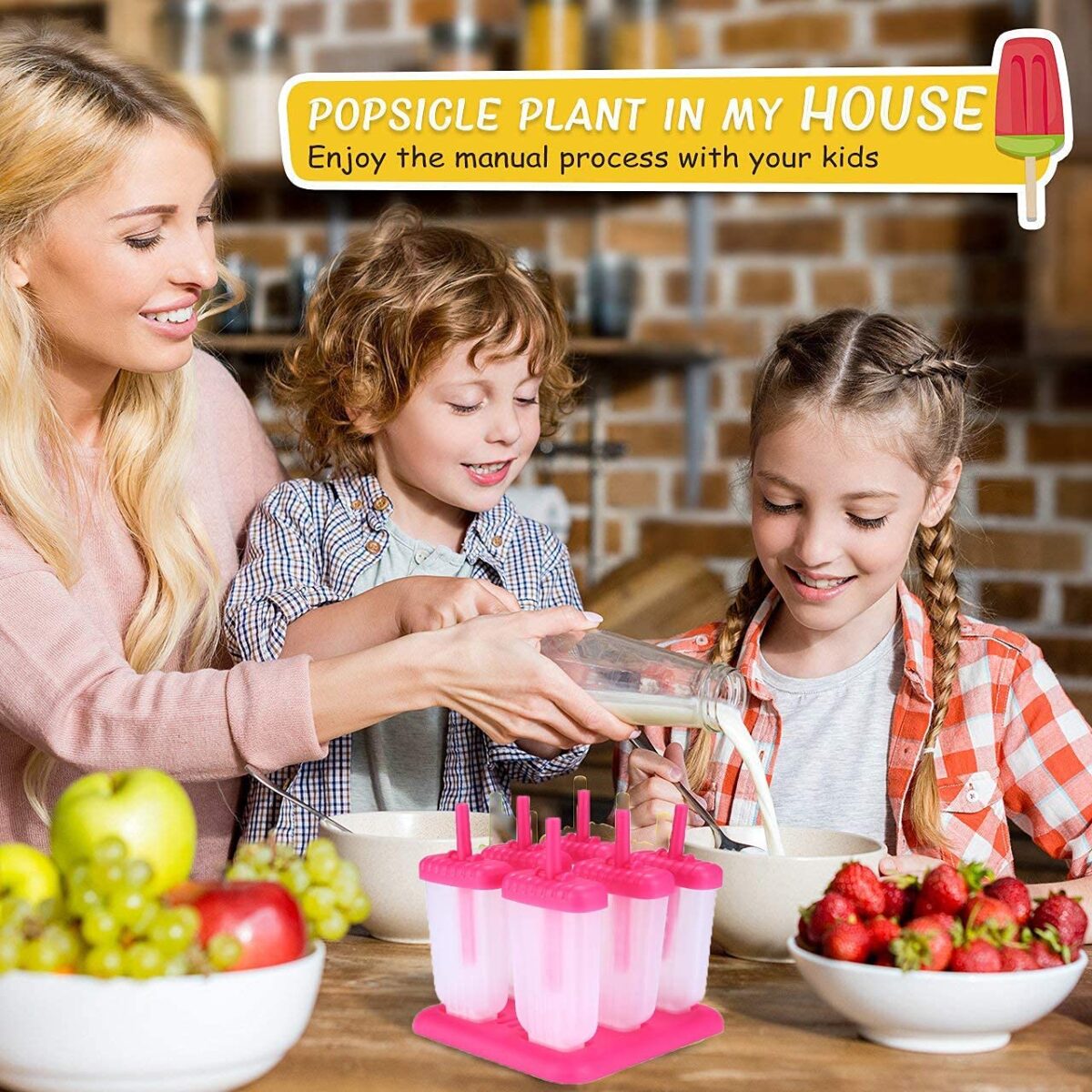 Plastic Reusable Ice Pop Makers BPA Free Reusable Ice Cream Homemade Popsicle Frozen Ice Cream Moulds Tray Kulfi Candy Ice Lolly Mold for Children & Adults (6 PCS)
