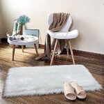 Sheepskin Rug | Fluffy Soft Faux Fox Fur for Bedroom Living Room Decor | Faux Fur Bedside Rug, Decorative Fur for Chair, Sofa, Bed,Fluffy Washable Rug (60x90 cm - 2x3 Feet - Mat, White)