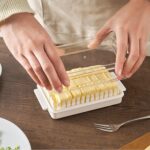 Butter Dish Keeper with Sealed Plastic Lid and Cutter Slicer for Easy Cutting and Storage, BPA Free Butter Box Cheese Keeper for Refrigerate, Butter Cutter Container Box