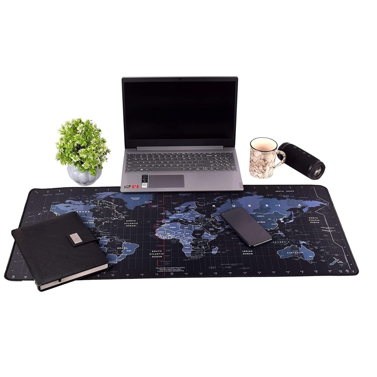 Large Extended XXL Gaming Mouse Pad with Non-Slip Rubber Base, Stitched Embroidery Edge Mouse Mat for Laptop, Computer and Desk -90 x 40 x 0.3 CM - World Map.