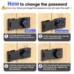 Password Rotary Hasp Locks, Door Security Slide Latch Lock for Small Doors, Cabinets, Barn Door, Bathroom, Outdoor, Garage, Garden (Black)