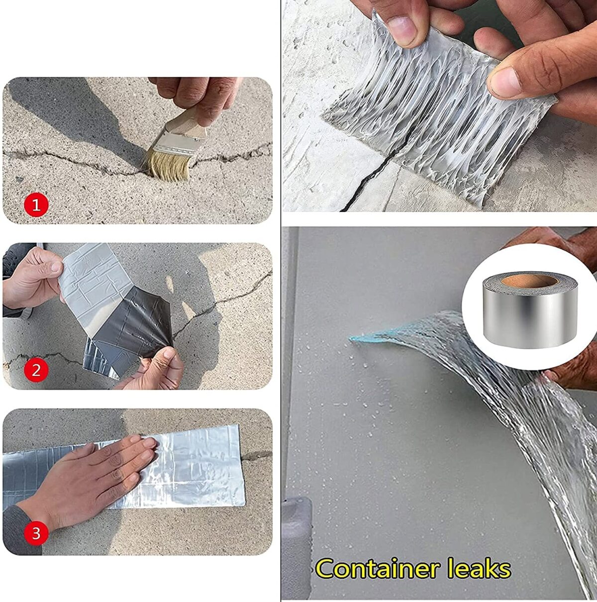 Waterproof Aluminum Butyl Tape Aluminum Foil Tape Butyl Rubber Adhesive Window Metal Roof Flashing Patching (10 cm x 5 meter)