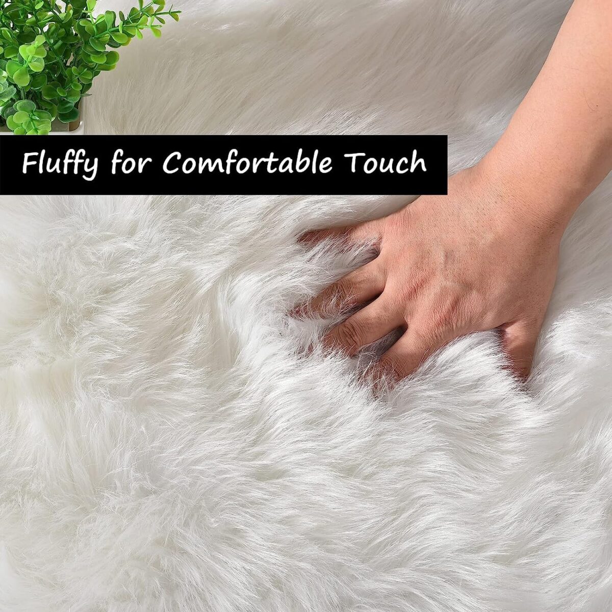 Sheepskin Rug | Fluffy Soft Faux Fox Fur for Bedroom Living Room Decor | Faux Fur Bedside Rug, Decorative Fur for Chair, Sofa, Bed,Fluffy Washable Rug (60x90 cm - 2x3 Feet - Mat, White)
