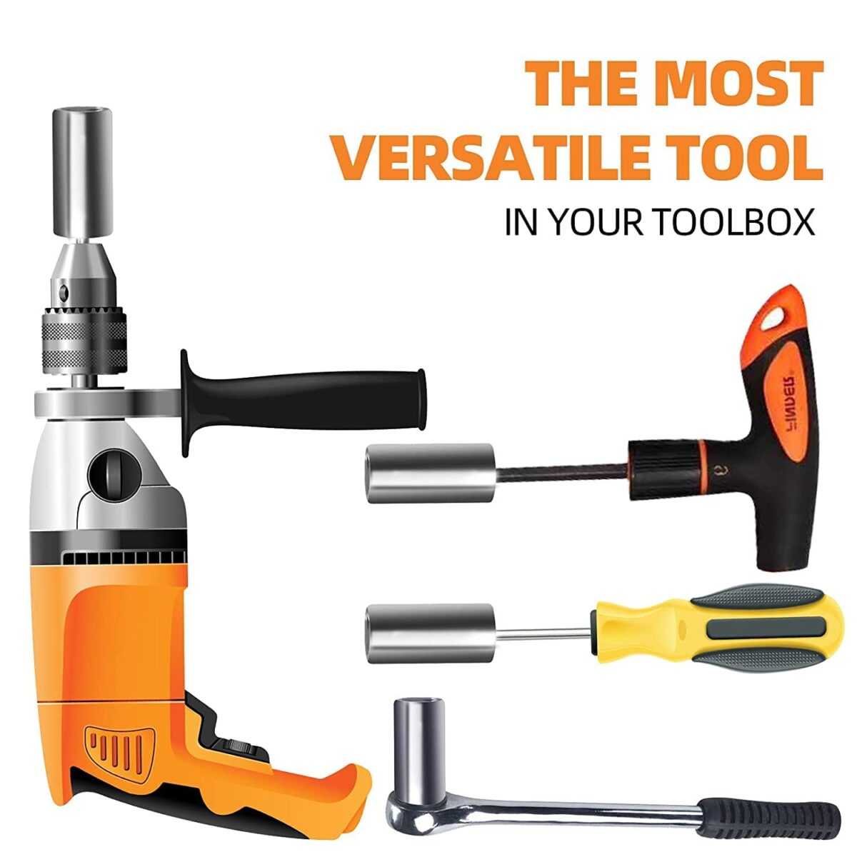 Universal Wrench Socket Tools Multi-Size in One Self Adjustable for Regularity or Irregularity Screw Improvement & Joint for Electric Drill, Flat, Fixed Square and Hex