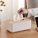Wooden Tissue Box Holder Cover,Rectangular Paper Holder Boxes,Removable Facial Tissue Dispenser Holder for Bathroom Vanity Countertop,Bedroom,Living Room,Kitchen