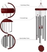 Wind Chimes For Outside, Wind Chimes Outdoor Deep Tone With 6 Metal Tubes And Hook, Memorial Wind Chimes Home Outdoor Decor For Garden, Patio, Yard, Silver