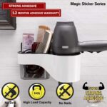 Hair Dryer Stand and Hair Accessories Organizer with Magic Sticker, Bathroom Hanging Rack Storage Multi-Function Toilet Storage Rack, Hairdryer Holder, with Standard Size