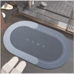 Quick Dry Anti Slip Rubber Bathroom/ Shower/ Bath/ Floor/ Door/ Kitchen Mat Rugs Washable Water Absorbent Soak Carpet for Home & Kitchen (Oval, 60x40 cm)