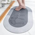 Quick Dry Anti Slip Rubber Bathroom/ Shower/ Bath/ Floor/ Door/ Kitchen Mat Rugs Washable Water Absorbent Soak Carpet for Home & Kitchen (Oval, 60x40 cm)
