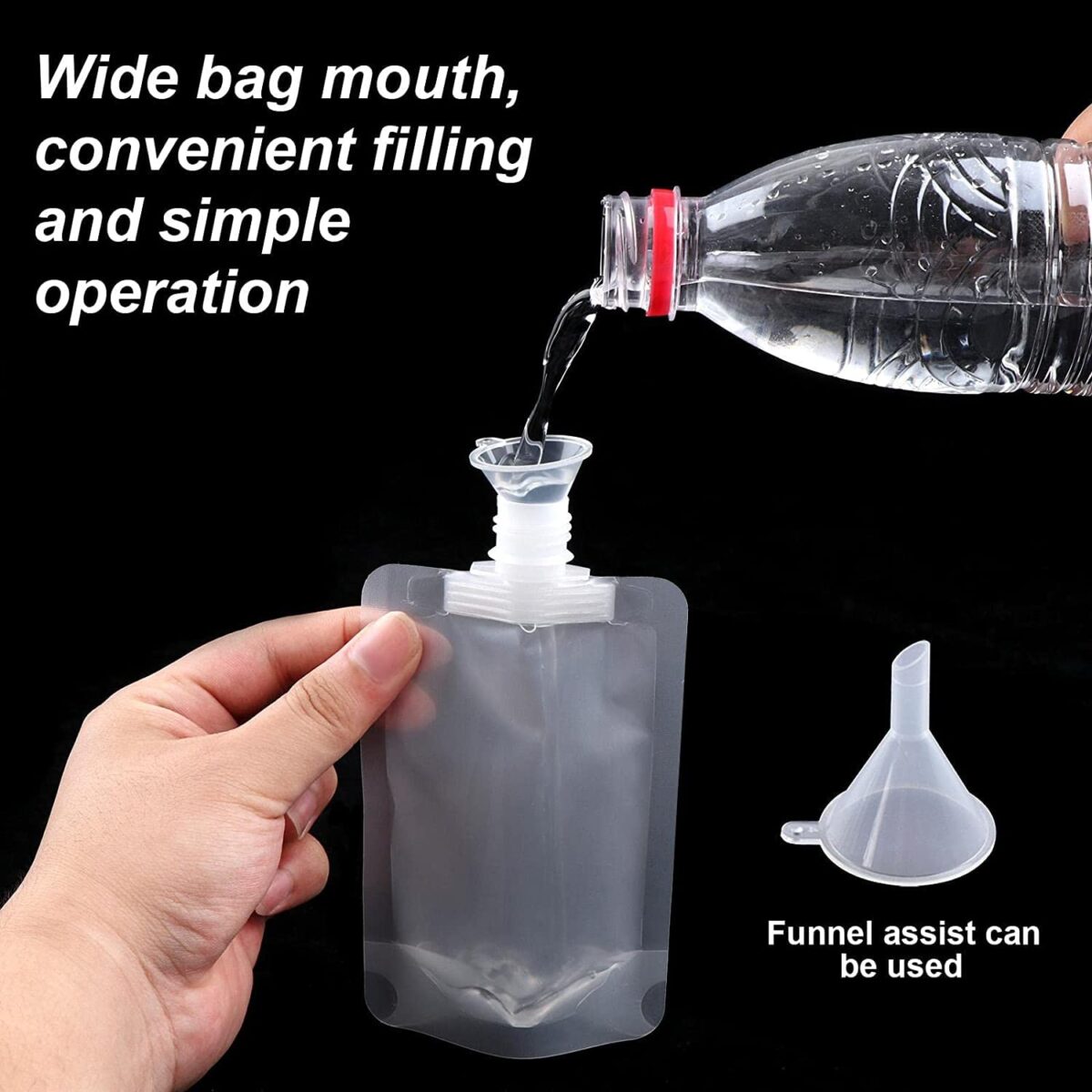 3Pcs Travel Size Plastic Refillable Pouches Empty Squeeze Bag Reusable Toiletry Pouch Containers Stand Up Pouch with Spout for Liquid Cosmetic/Lotion/Shampoo/Face Wash