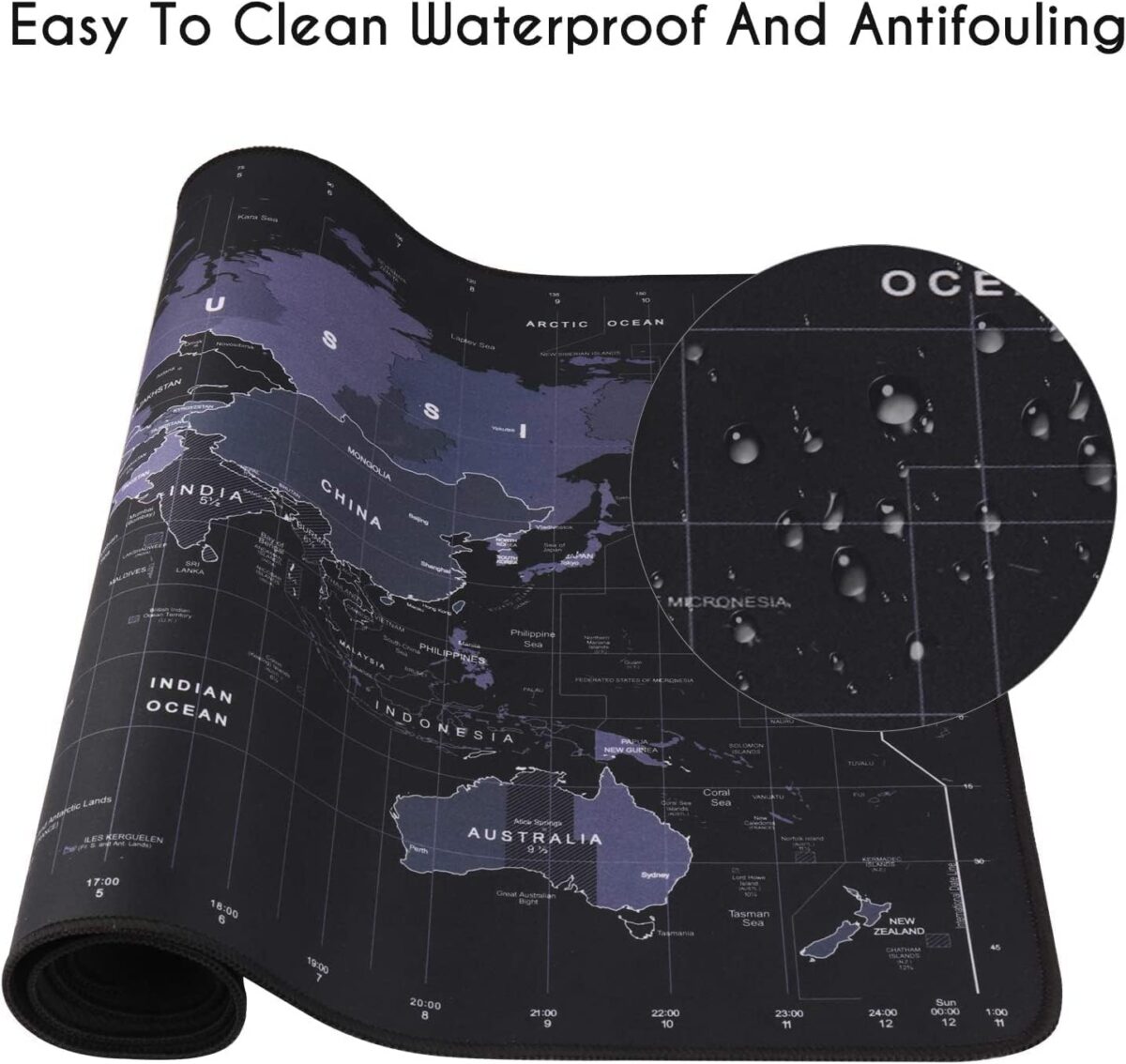 Large Extended XXL Gaming Mouse Pad with Non-Slip Rubber Base, Stitched Embroidery Edge Mouse Mat for Laptop, Computer and Desk -90 x 40 x 0.3 CM - World Map.