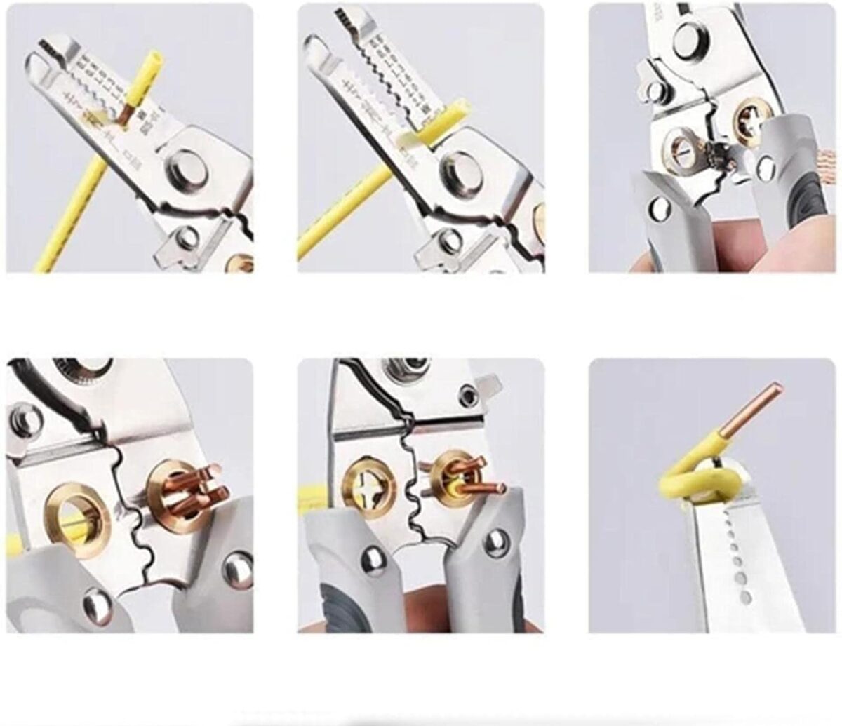 Wire Stripper and Cutter Pliers Tools For Electricians 6-in-1 Multifunctional Wire and Cable Stripping, Cutting, Winding, Crimping Precision Stainless Stee Hand Tool for Electrician Decrustation Tool