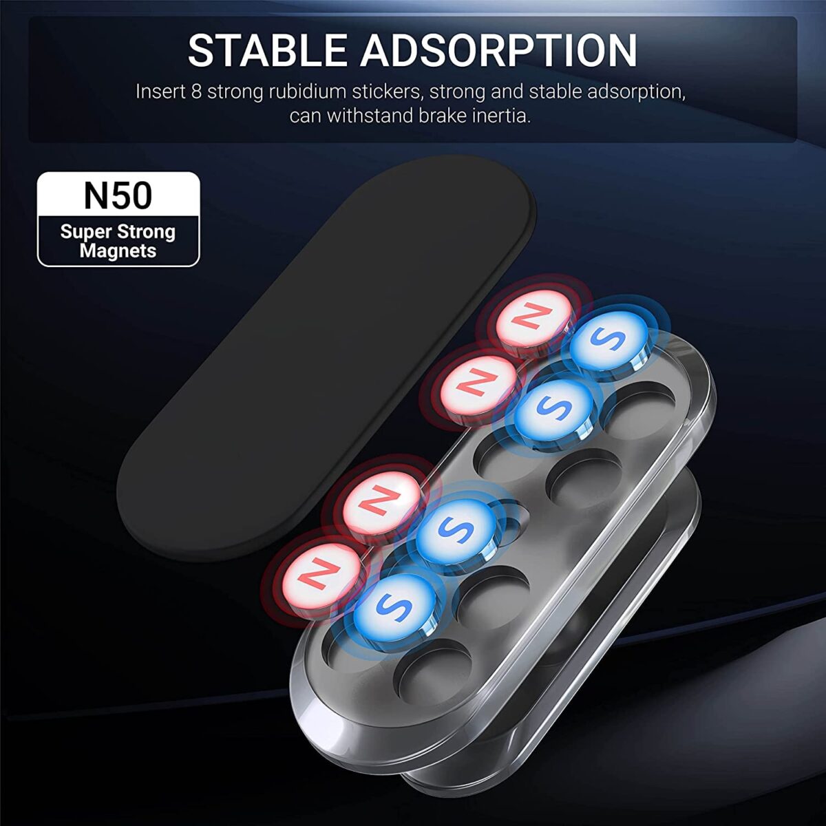 Universal Magnetic Flex Car Phone Holder,with Super Strong Magnet 360° Rotation Universal Dashboard Car Mount Cell Phone Cradle,Portable Mini Metal Car Phone Holder