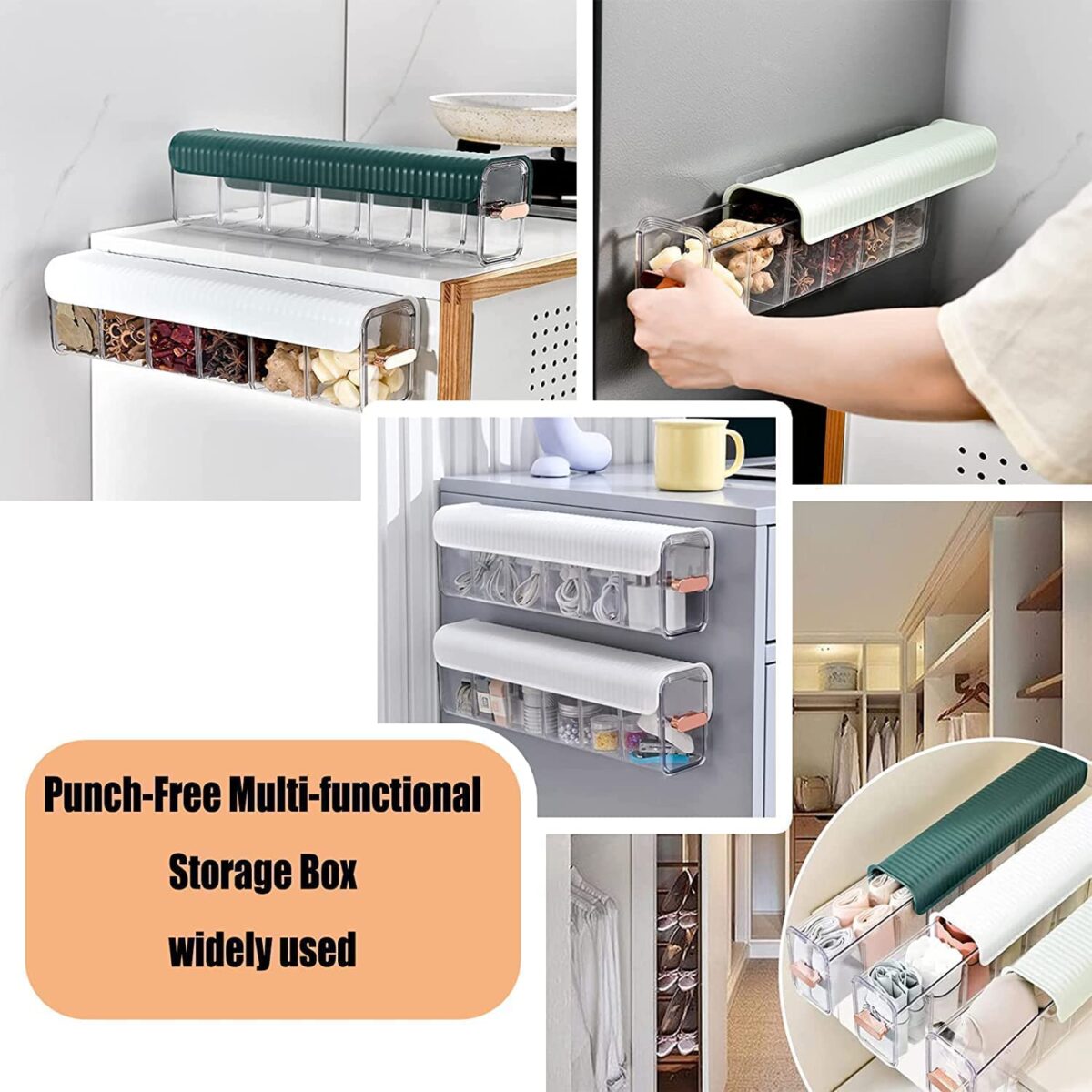 Plastic Quirk Drawer 6 Grid Organizer|Fancy Drawer 6 Cell Drawer Underwear Box|Wall Mounted Transparent Storage Box|Organizer For Wardrob Socks Organizer,Data Cable,Spices Organization