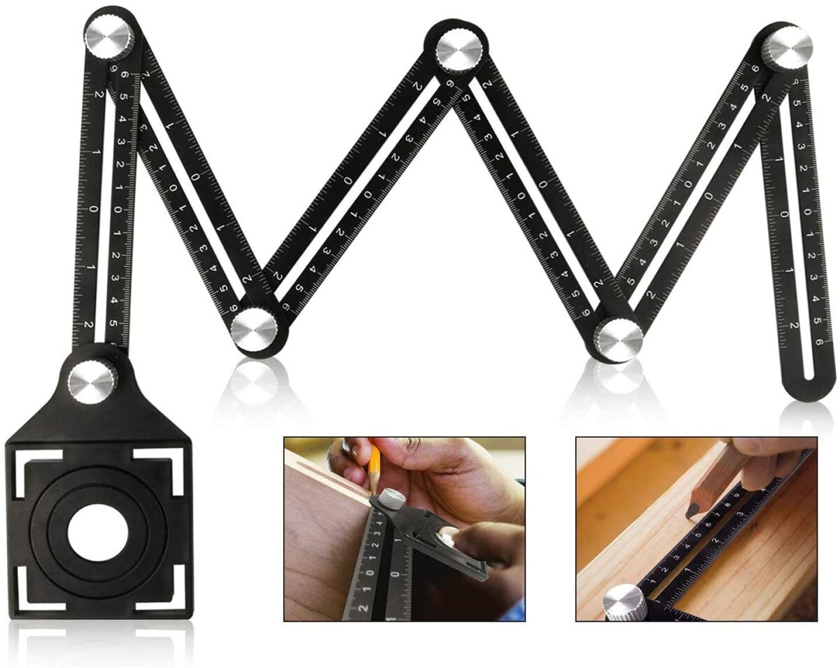 Six-Sided Aluminum Alloy Angle Measuring Tool/Universal Opening Locator/Universal Angularizer Ruler/Multi Function Template Tool