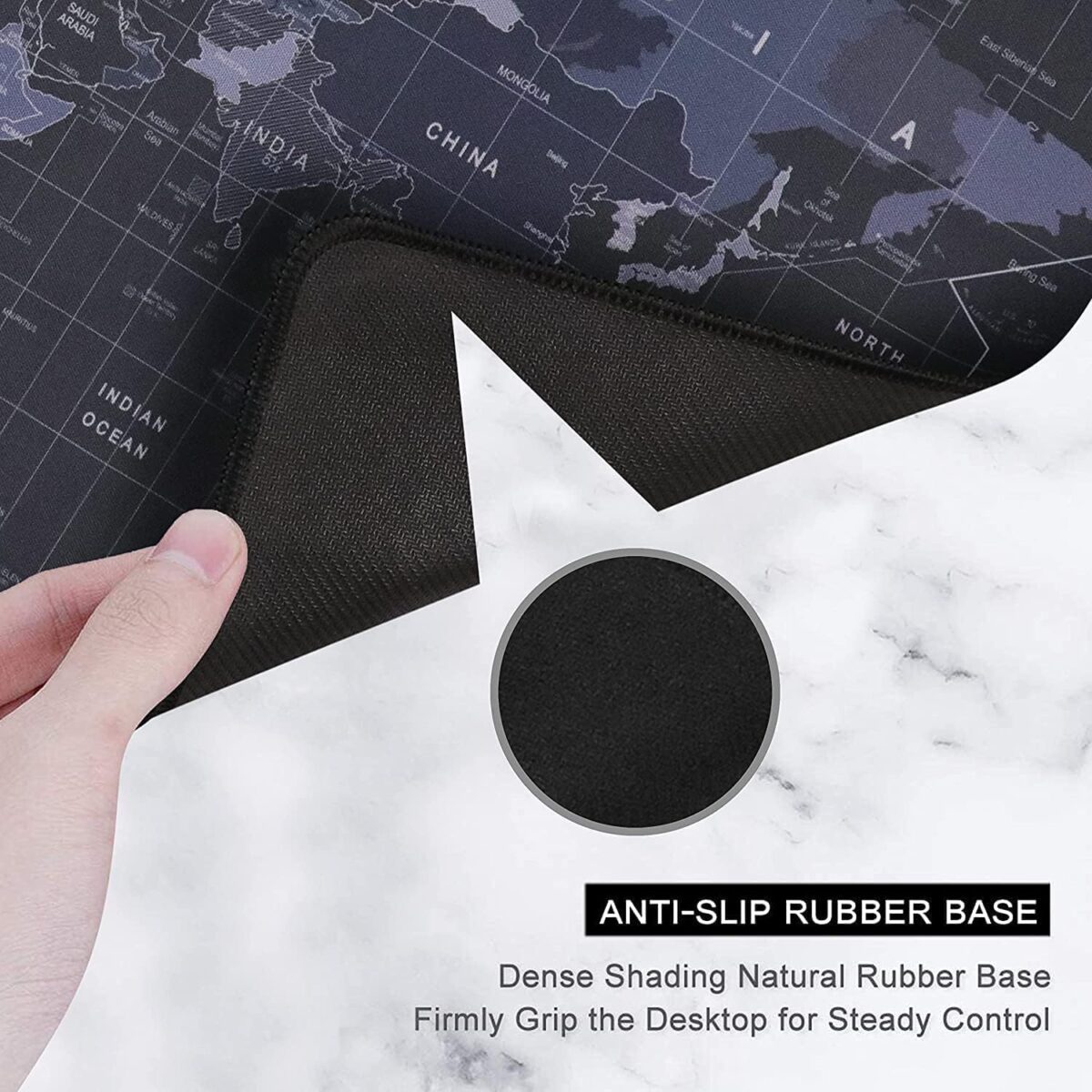 Large Extended XXL Gaming Mouse Pad with Non-Slip Rubber Base, Stitched Embroidery Edge Mouse Mat for Laptop, Computer and Desk -90 x 40 x 0.3 CM - World Map.