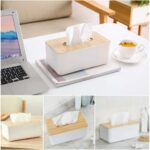 Wooden Tissue Box Holder Cover,Rectangular Paper Holder Boxes,Removable Facial Tissue Dispenser Holder for Bathroom Vanity Countertop,Bedroom,Living Room,Kitchen