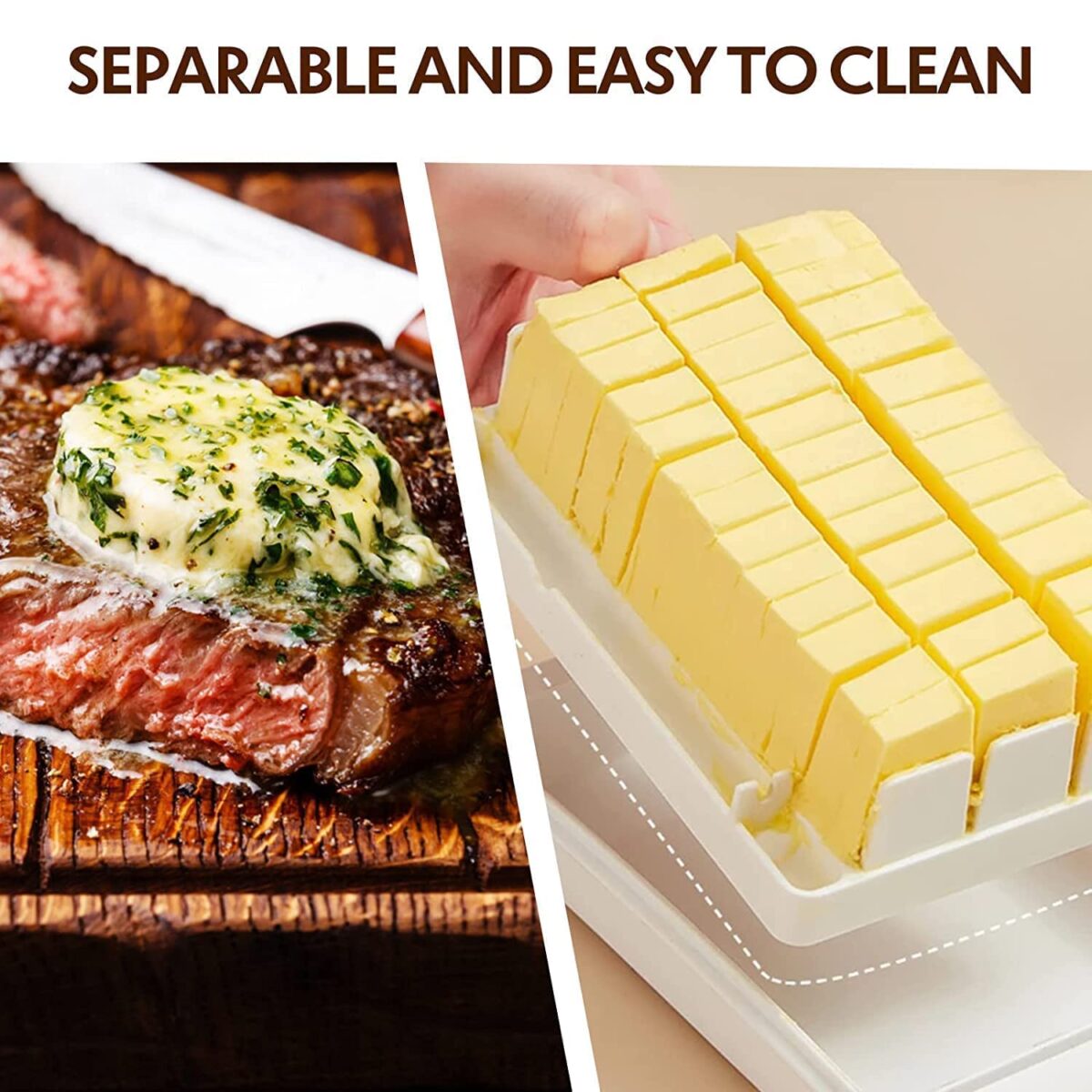 Butter Dish Keeper with Sealed Plastic Lid and Cutter Slicer for Easy Cutting and Storage, BPA Free Butter Box Cheese Keeper for Refrigerate, Butter Cutter Container Box