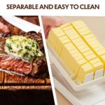 Butter Dish Keeper with Sealed Plastic Lid and Cutter Slicer for Easy Cutting and Storage, BPA Free Butter Box Cheese Keeper for Refrigerate, Butter Cutter Container Box