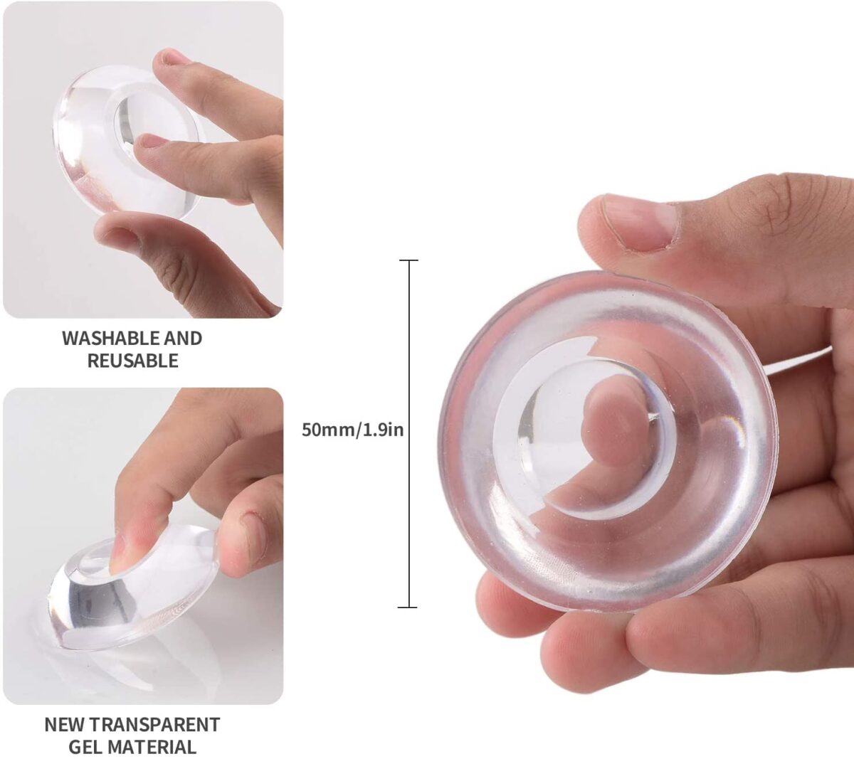 Wall Protector Rubber Stopper 6 Pcs Clear Round Door Knob Cover Self Adhesive Bumpers Guard From Doors Handle Door Stop Stick On Cabinet Furniture Corner Refrigerator Protectors