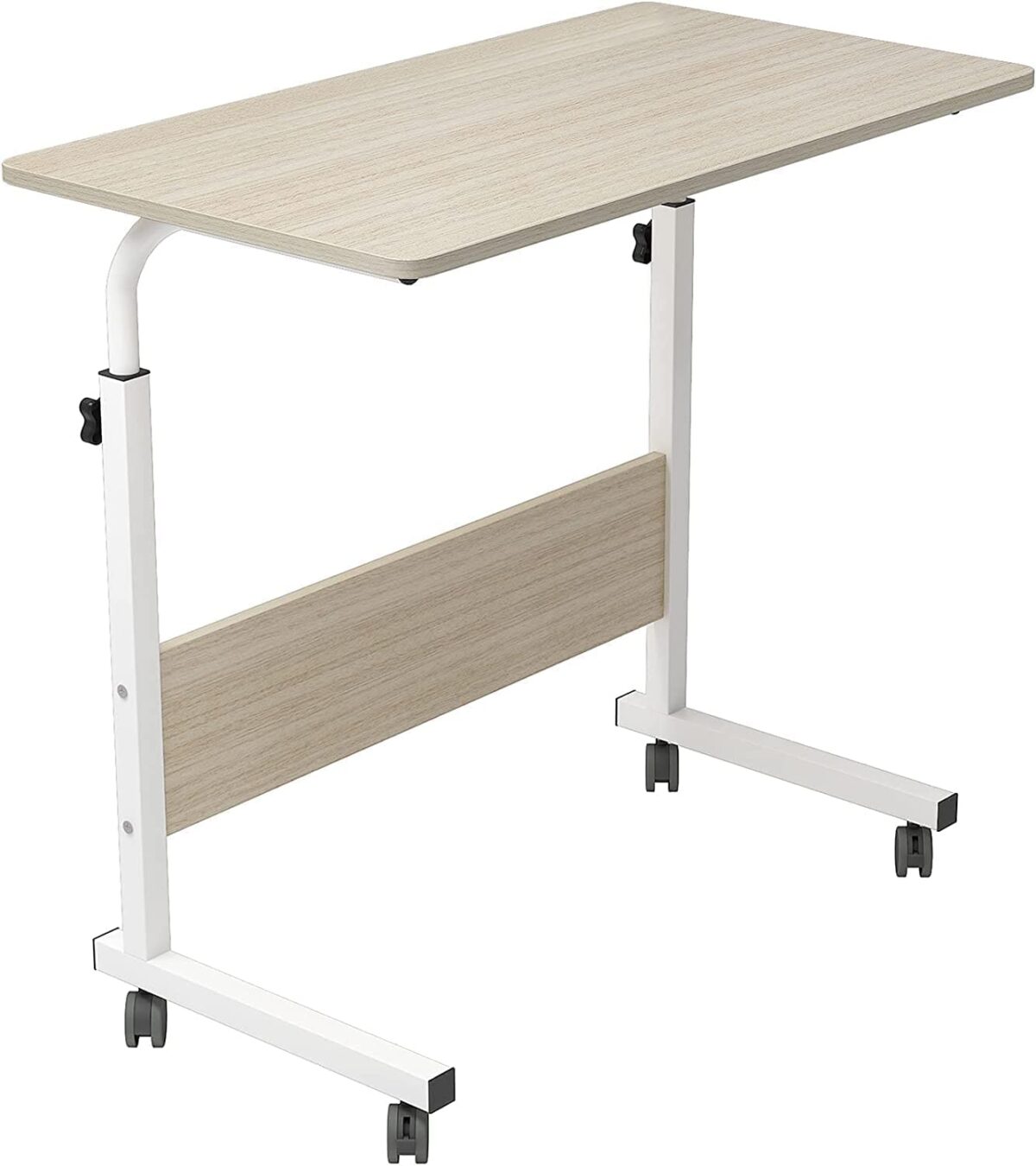 Multi Purpose Laptop Table Adjustable Portable Standing Wooden Laptop Study Multipurpose Bed Side and Sofa Side Table with Wheel