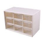 9 Grid Mini Plastic Acrylic Multipurpose Drawer Storage Box for Multi Layer Jewelry Sundries Organizer Desktop Office Supplies Cabinet | 4.72 x 7.08 x 3.93 inches | White