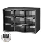 9 Grid Mini Plastic Acrylic Multipurpose Drawer Storage Box for Multi-Layer Jewelry Sundries Organizer Desktop Office Supplies Cabinet- Black