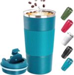 Travel Mug, Insulated Coffee Cup with Leakproof Lid, Vacuum Stainless Steel Double Walled Reusable Tumbler for Hot and Cold Water Coffee and Tea In Travel and Car (Blue - 380ml)