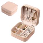 Portable PU Leather Small Travel Jewelry Organizer Storage Box for Women Travel Ring, Pendant, Earring, Necklace