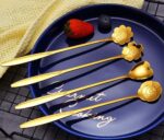 Golden Spoon Set/Coffee Spoon/Dessert Spoons/Cutlery Kitchen Tableware/Stainless Steel Gold Different Shape Coffee Spoons, (Set of 4 Pcs)