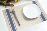 Heat-Resistant Placemats Stain Resistant Anti-Skid Washable PVC Table Mats Woven Vinyl Placemats 45x30 cm - Blue Line