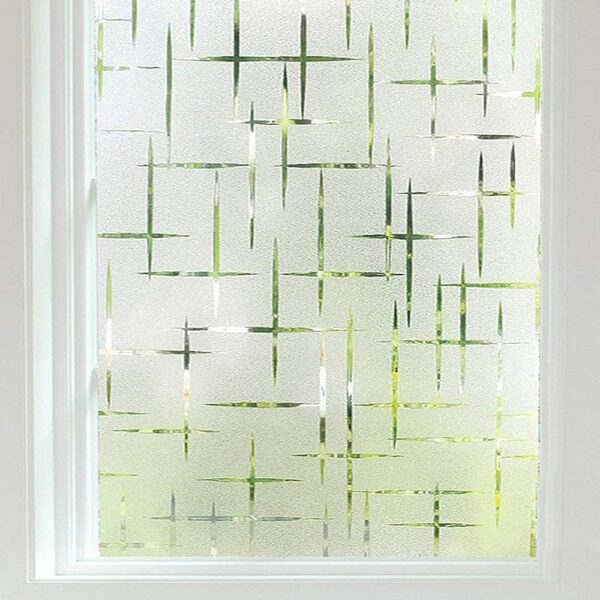 Window Film Decorative No Adhesive, Frosting Privacy Film for Glass Windows, Static Cling Frosted Window for Home Office UV Protection (45 X 200 cm) (GLUELESS Glass Checks Film)