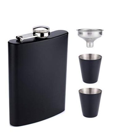 Stainless Steel Hip Flask with 2 Shot Glasses + Funnel,for Men and Women Perfect for Christmas and Holidays Hip Flask for Liquor or Wine Whiskey Alcohol Drinks Holder Pocket Bottle