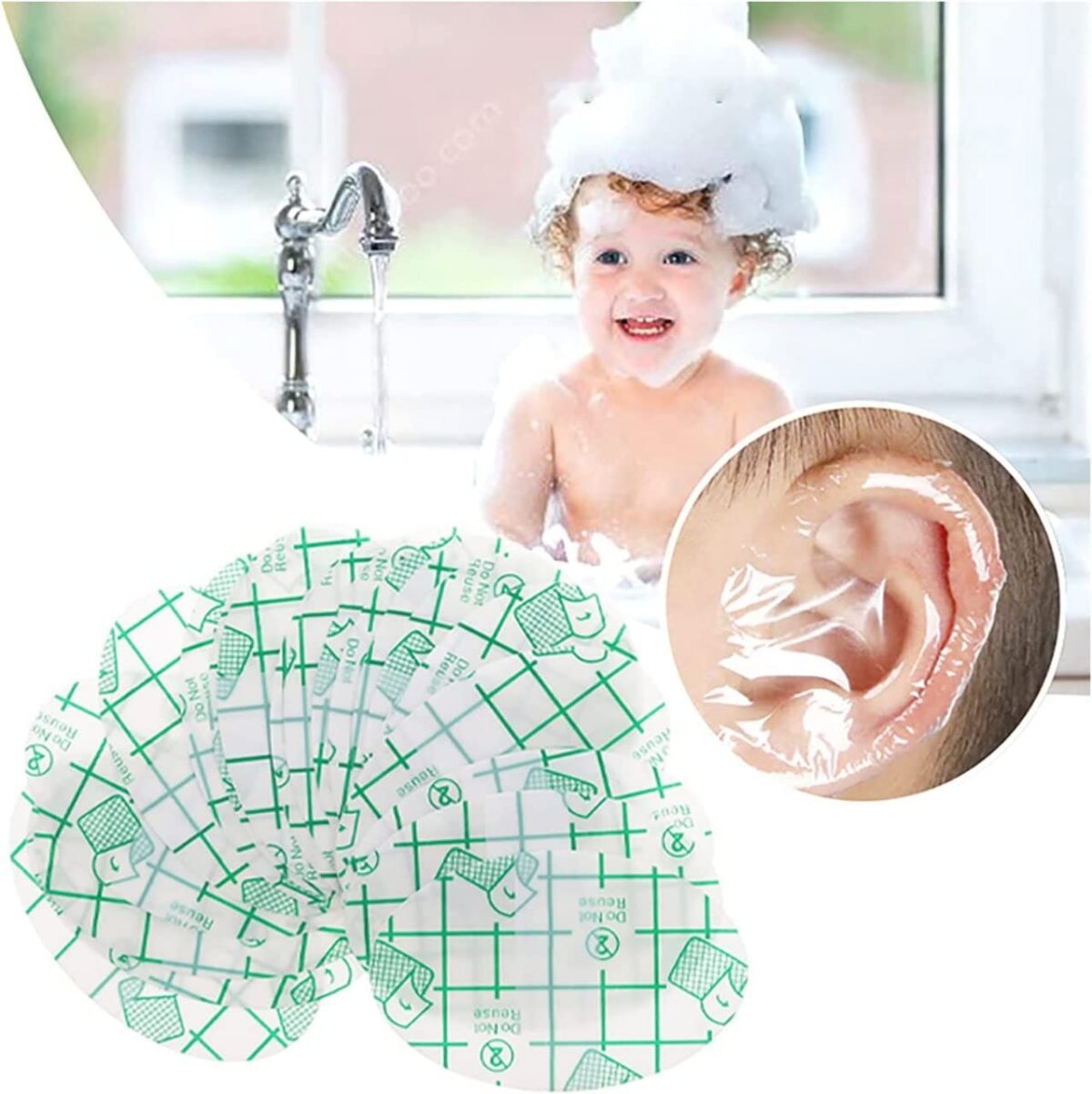 Baby Waterproof Ear Stickers, Baby Waterproof Ear Protector, Newborn Ear Protection for Swimming Showering Surfing Snorkeling and Other Water Sports Kids Size (1pcs)