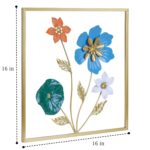 Gold Metal Wall Decor Flower Wall Hanging Decoration, Home Decor for Living Room Office Bedroom Hotel (16 X 16 Inch / 1 Pcs)