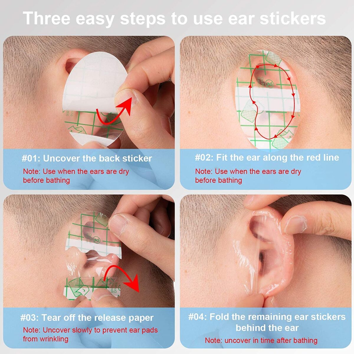 Baby Waterproof Ear Stickers, Baby Waterproof Ear Protector, Newborn Ear Protection for Swimming Showering Surfing Snorkeling and Other Water Sports Kids Size (1pcs)
