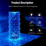 Crystal Rose Diamond Lamp for Bedroom - Transparent Lamp for Bedroom, 16 Color Changing LED Night Lights USB Remote & Touch Control Night Lamp | Touch Controle | 16 Color LED Light