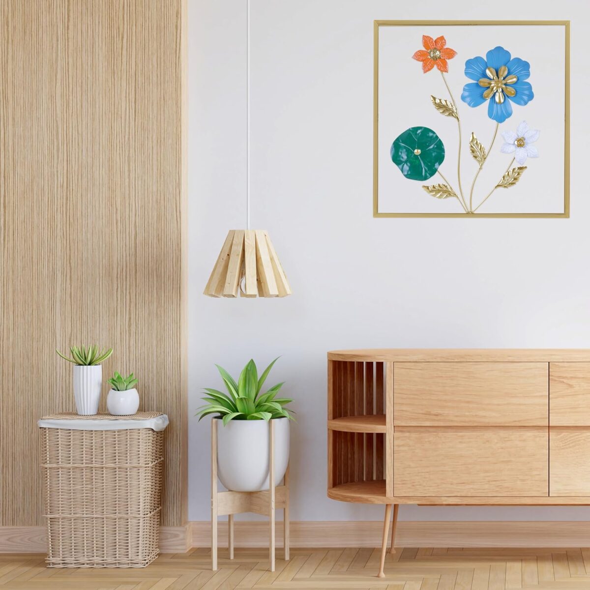 Gold Metal Wall Decor Flower Wall Hanging Decoration, Home Decor for Living Room Office Bedroom Hotel (16 X 16 Inch / 1 Pcs)