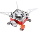 Portable Gas Stove Mini Portable Square-Shaped 2800W Gas Butane Burner Camping Stove travelling Stainless Steel Cooking Stove Folding Furnace Stove with Storage Bag